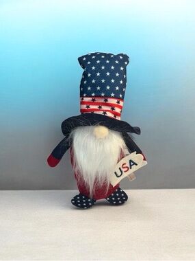 Patriotic USA Gnome Plush Doll - Red, White & Blue
